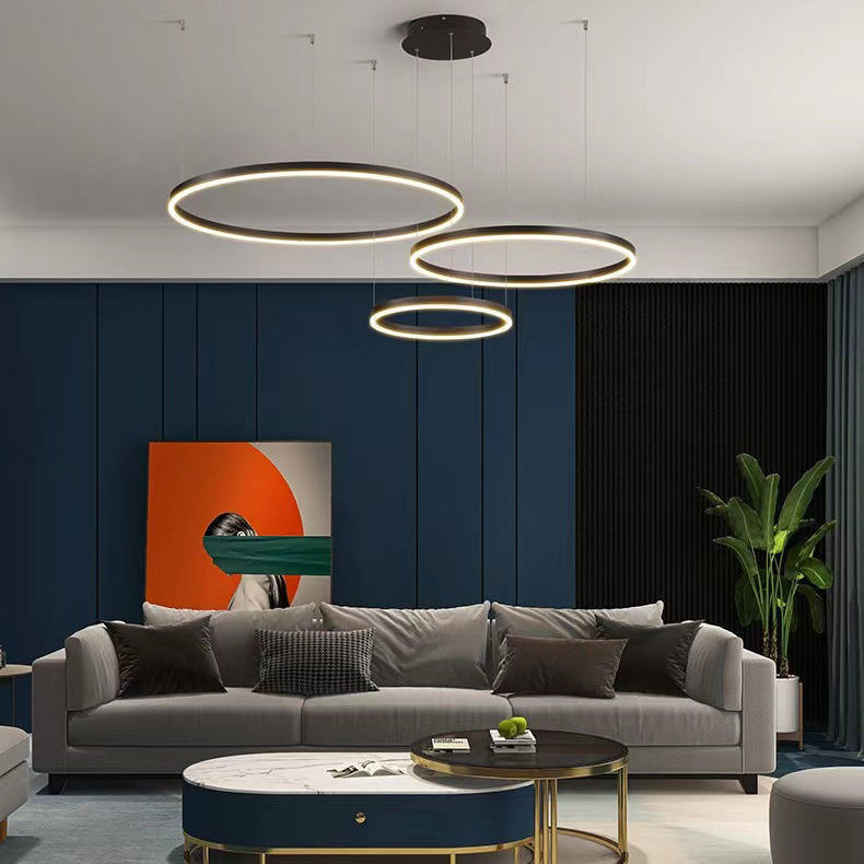 Interior Design Online Free - ไฟวงกลม LED ที่ห้อยไฟแบบนอร์ดิกที่ทันสมัยสำหรับการออกแบบตกแต่งภายในให้แสงสว่างวิศวกรรมสายแขวนแหวนโคมระย้าโคมไฟสวยงาม