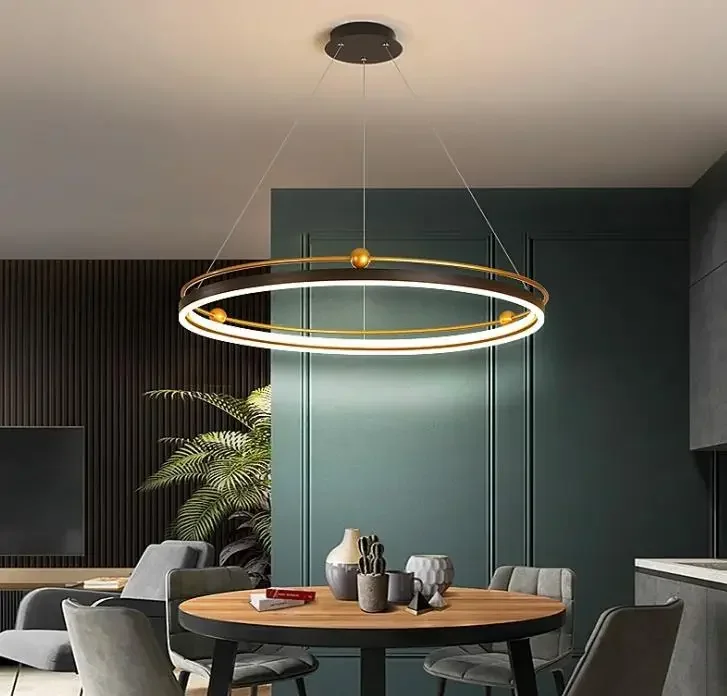 Interior Design Online Free - โคมไฟระย้า LED ทรงวงกลมทันสมัย สำหรับงานออกแบบตกแต่งภายใน แสงไฟแบบแขวน วงแหวน